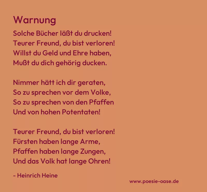 Gedicht: Warnung von Heinrich Heine