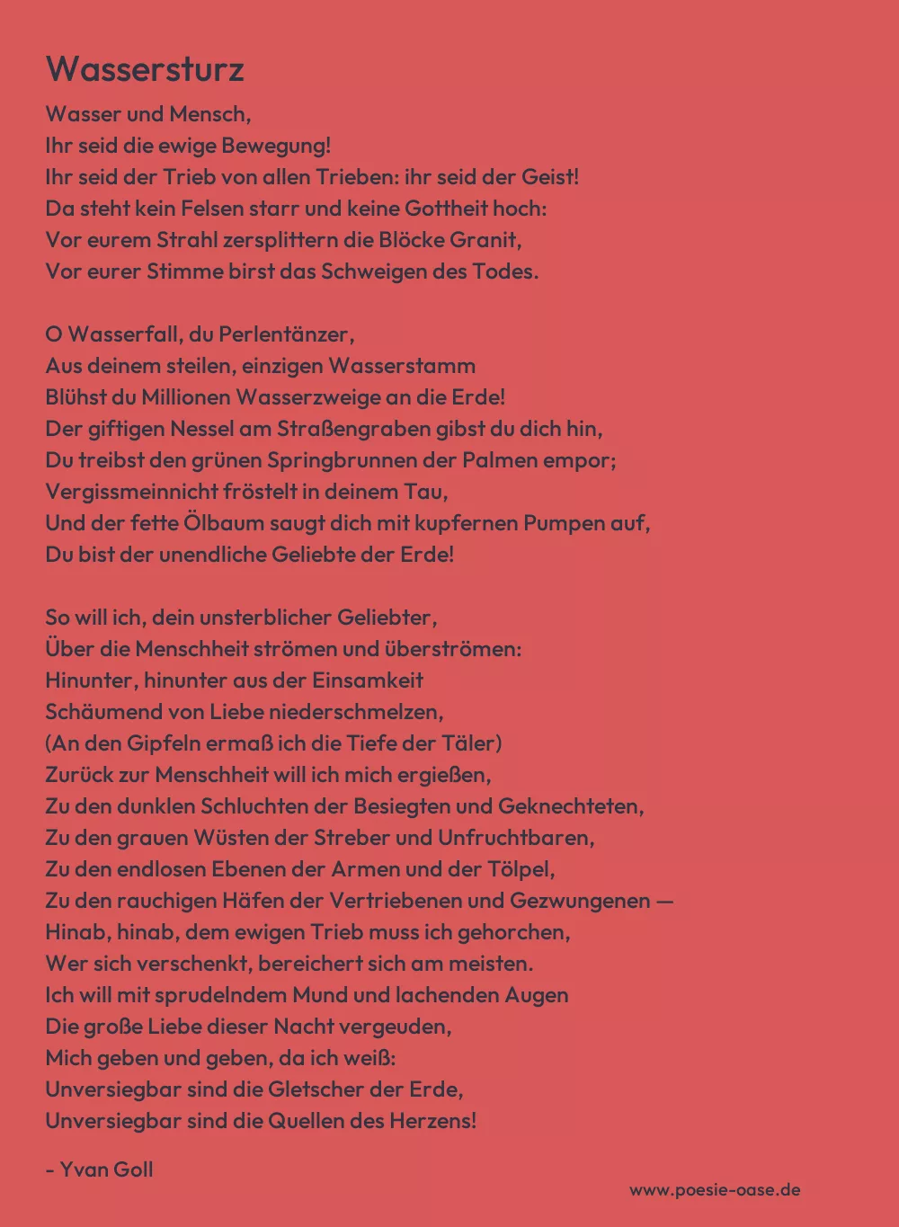 Gedicht: Wassersturz von Yvan Goll