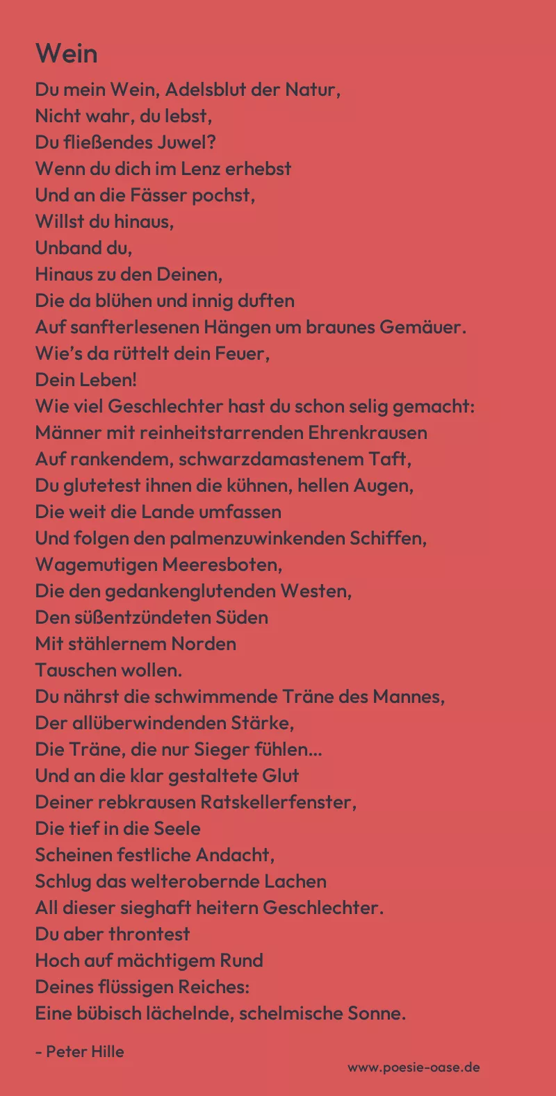 Gedicht: Wein von Peter Hille