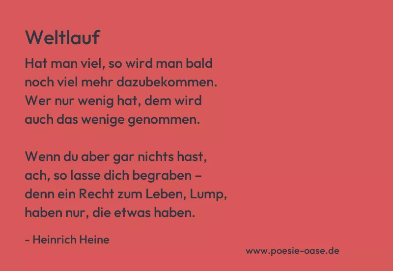Gedicht: Weltlauf von Heinrich Heine