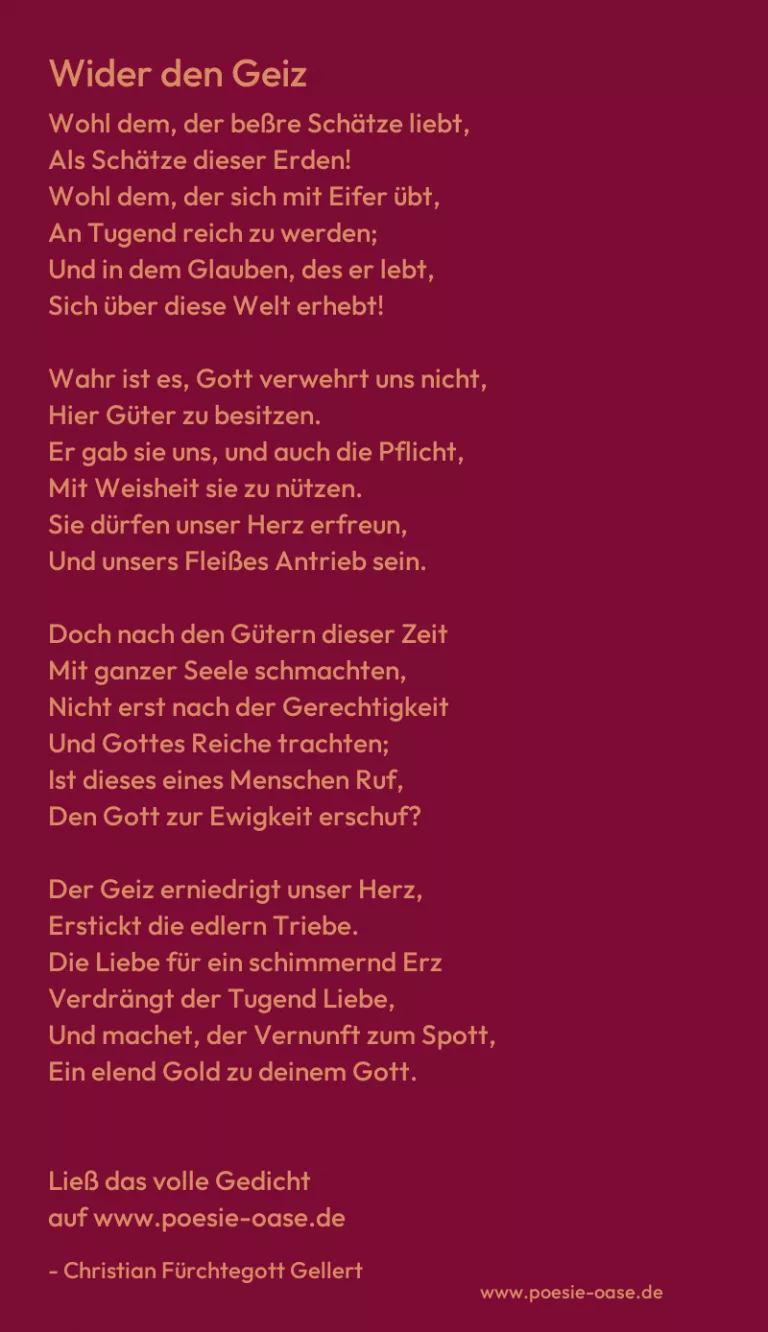 Wider den Geiz