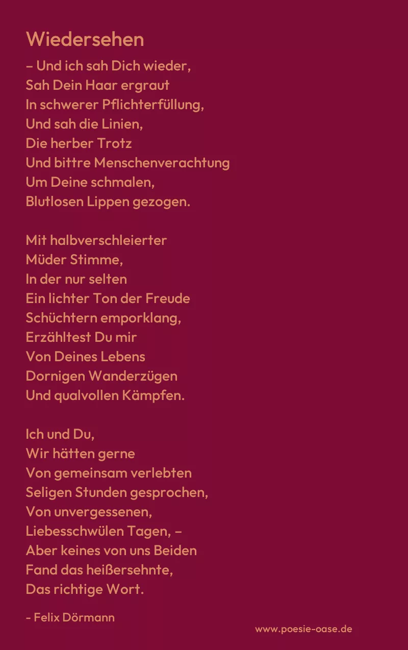 Gedicht: Wiedersehen von Felix Dörmann