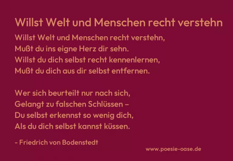 Willst Welt und Menschen recht verstehn