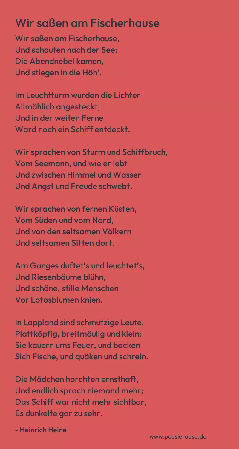 Gedicht: Wir saßen am Fischerhause von Heinrich Heine