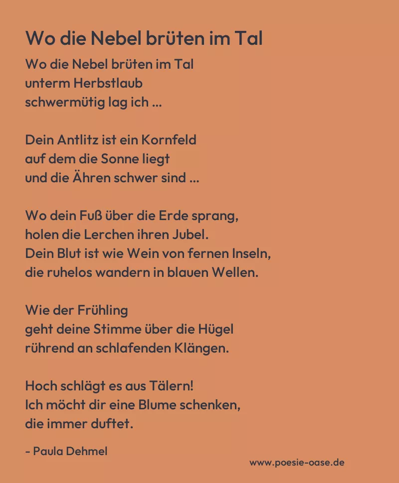 Gedicht: Wo die Nebel brüten im Tal von Paula Dehmel