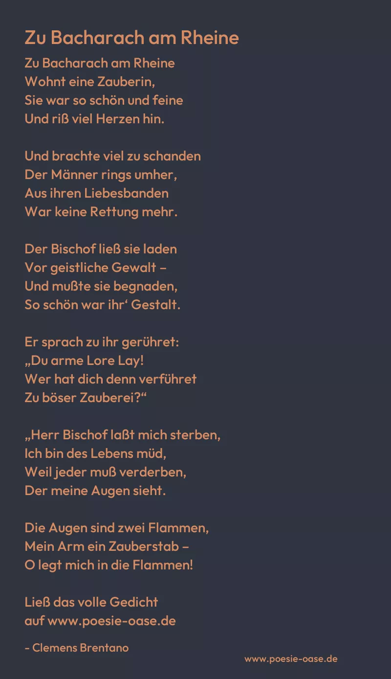 Gedicht: Zu Bacharach am Rheine von Clemens Brentano