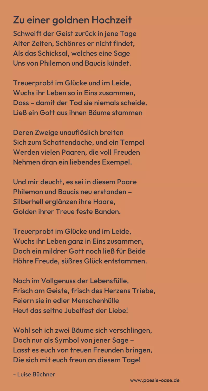 Gedicht: Zu einer goldnen Hochzeit von Luise Büchner