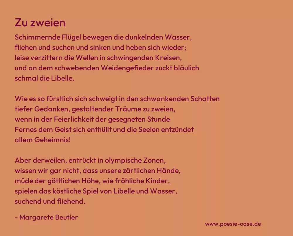 Gedicht: Zu zweien von Margarete Beutler
