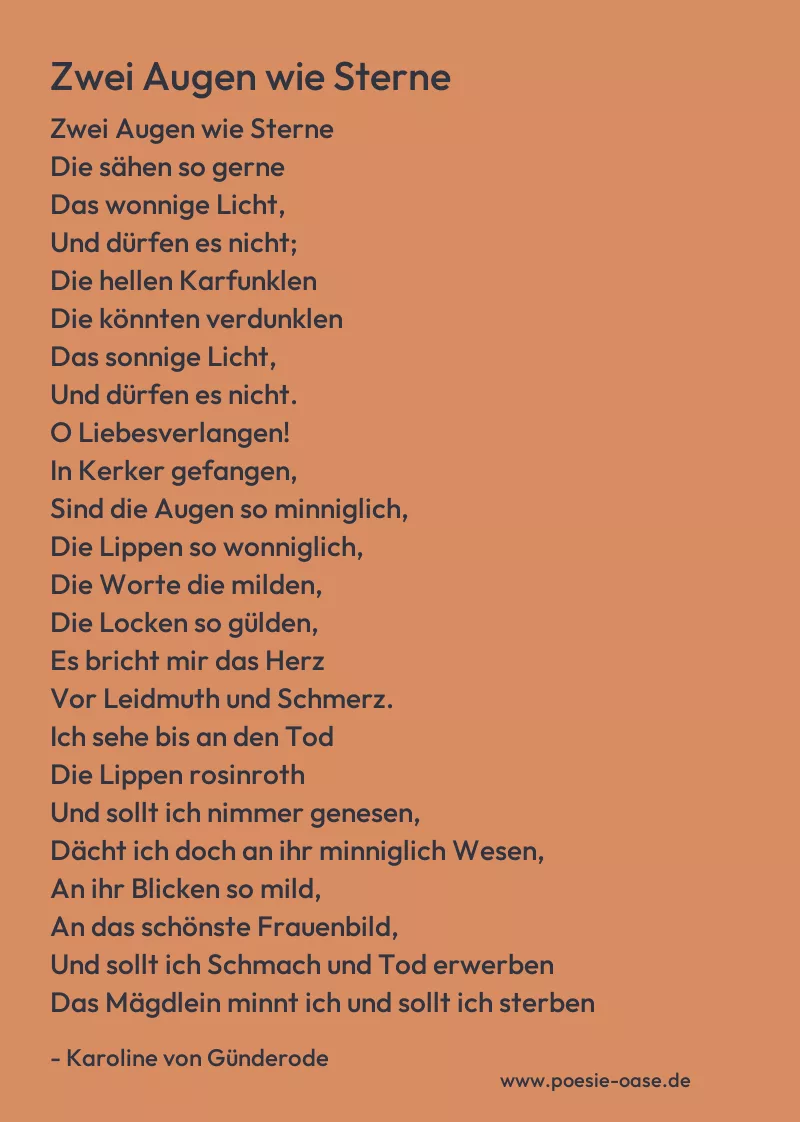 Gedicht: Zwei Augen wie Sterne von Karoline von Günderode