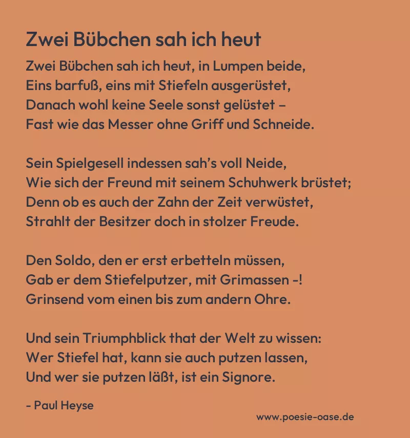 Gedicht: Zwei Bübchen sah ich heut von Paul Heyse