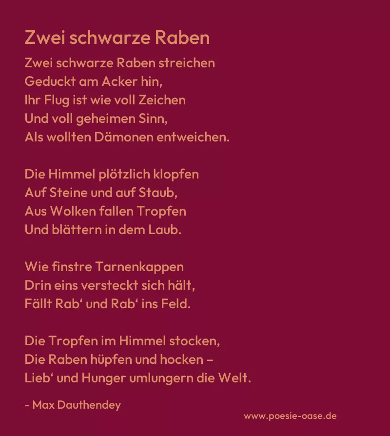 Gedicht: Zwei schwarze Raben von Max Dauthendey