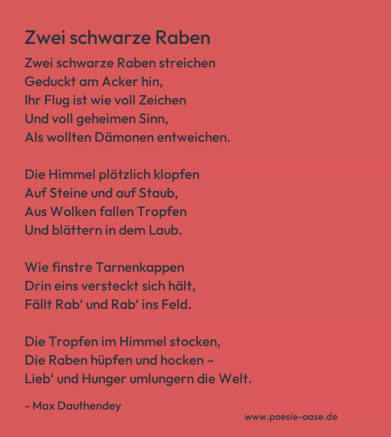 Gedicht: Zwei schwarze Raben von Max Dauthendey