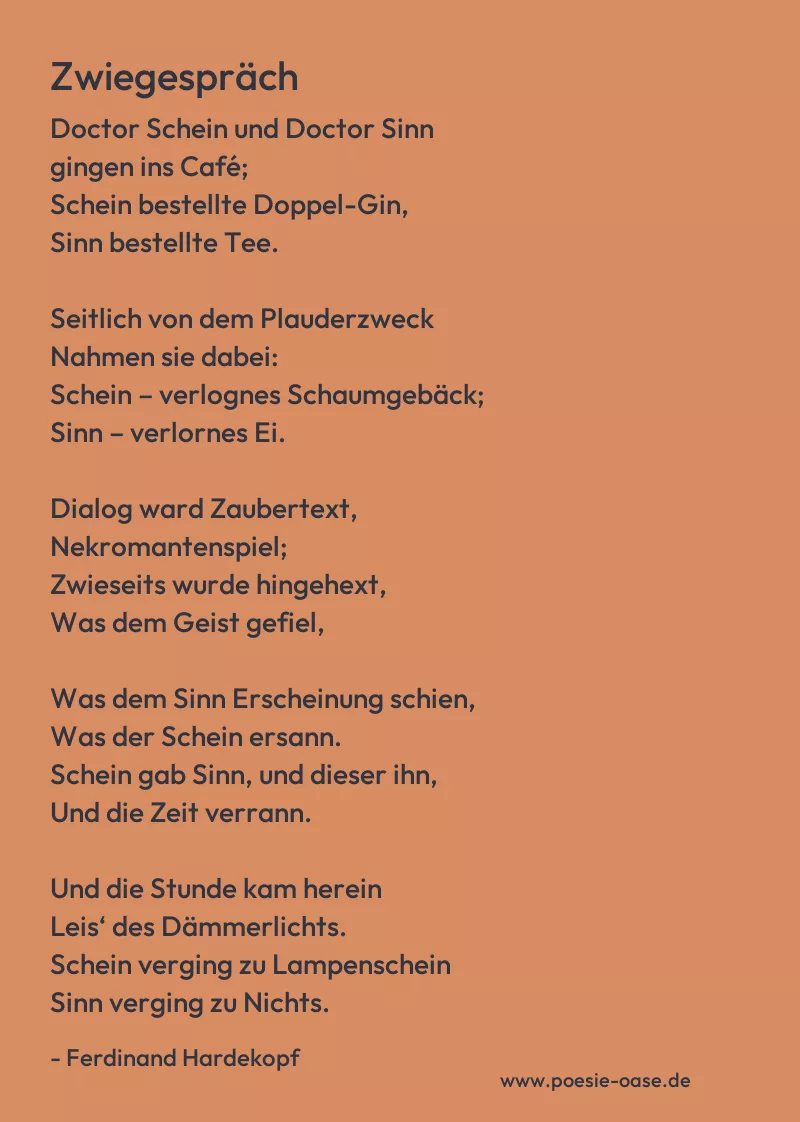 Gedicht: Zwiegespräch von Ferdinand Hardekopf