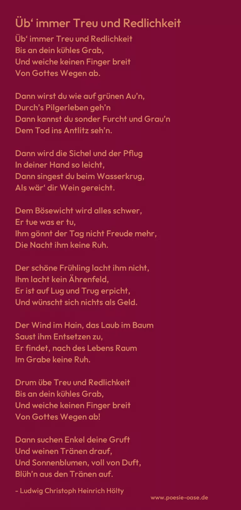 Üb‘ immer Treu und Redlichkeit