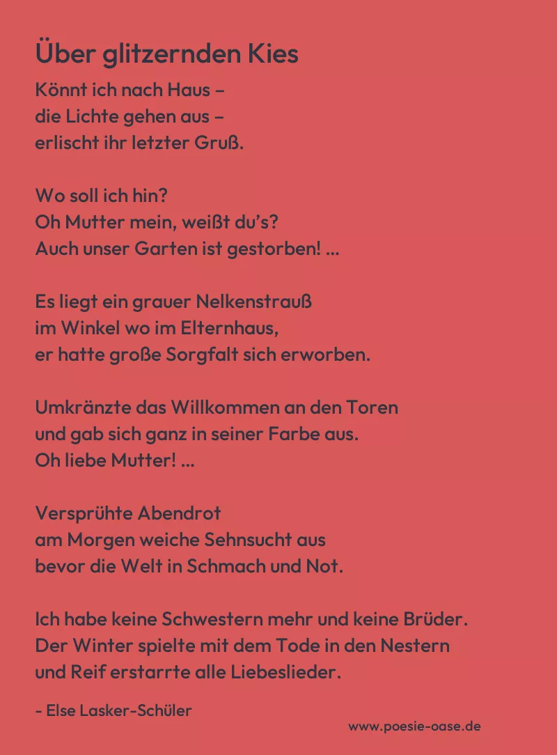 Gedicht: Über glitzernden Kies von Else Lasker-Schüler