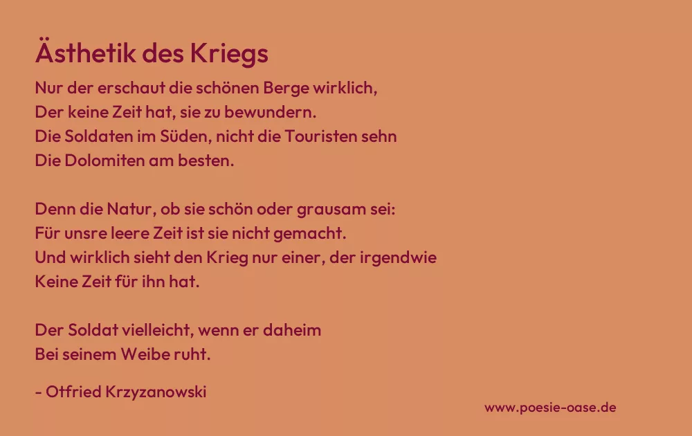 Gedicht: Ästhetik des Kriegs von Otfried Krzyzanowski