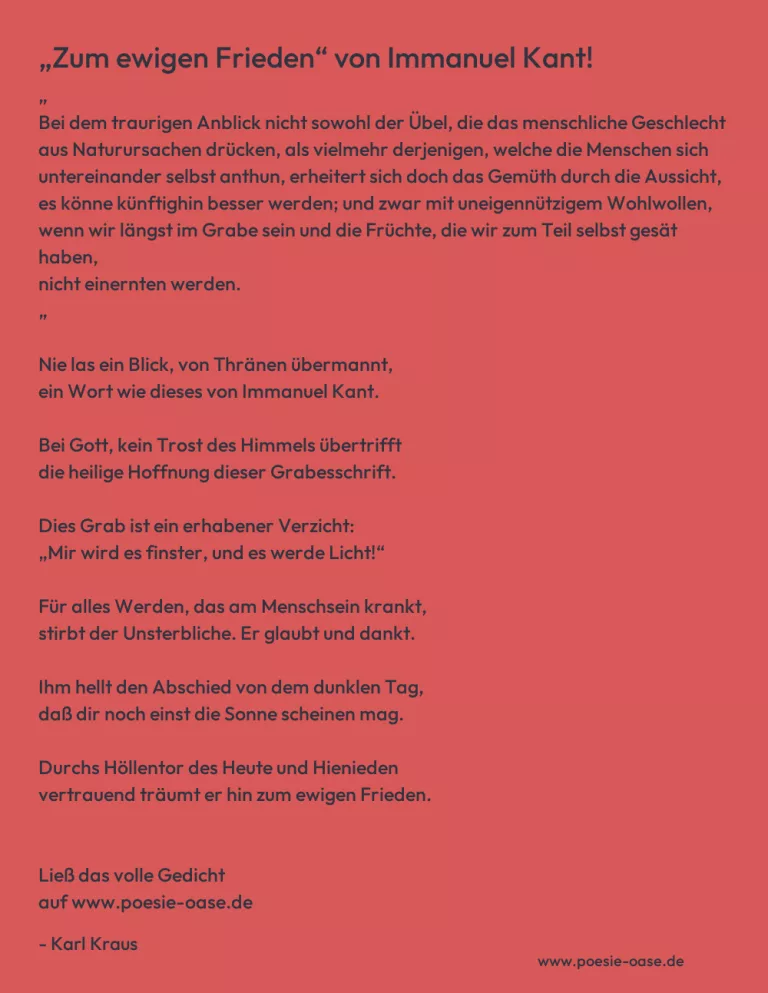 „Zum ewigen Frieden“ von Immanuel Kant!