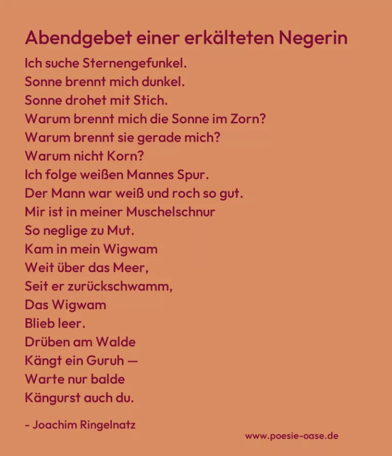 Abendgebet einer erkälteten Negerin