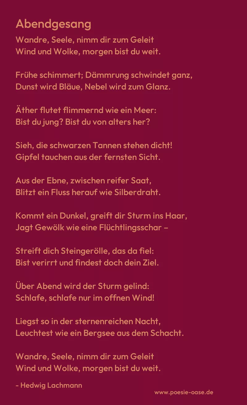 Gedicht: Abendgesang von Hedwig Lachmann
