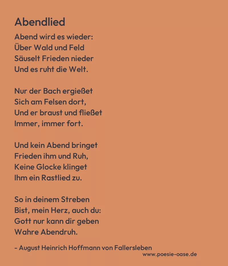 Gedicht: Abendlied von August Heinrich Hoffmann von Fallersleben
