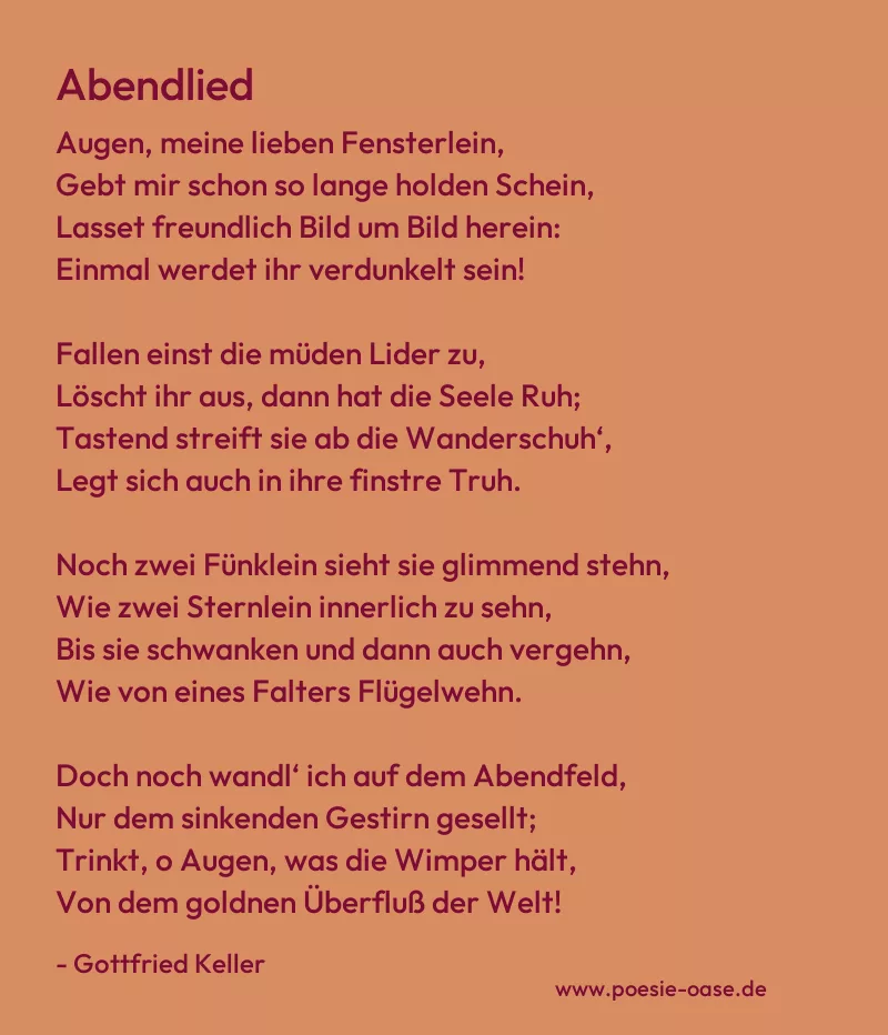 Gedicht: Abendlied von Gottfried Keller