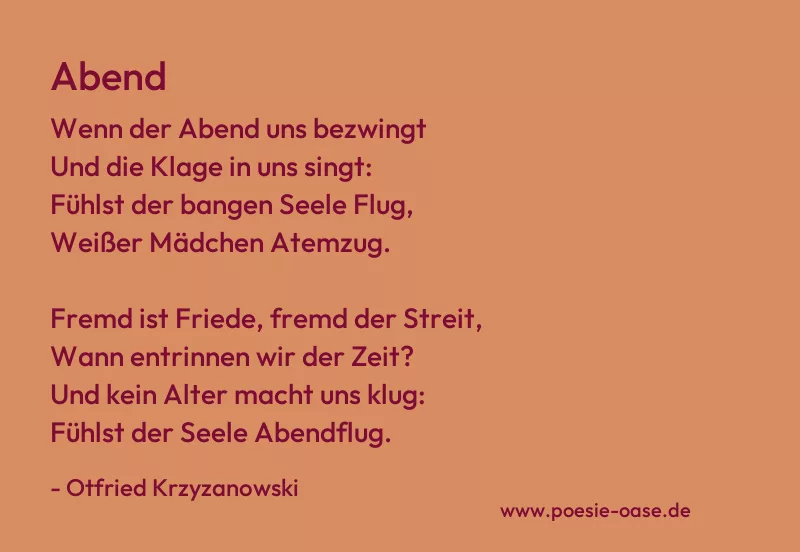 Gedicht: Abend von Otfried Krzyzanowski