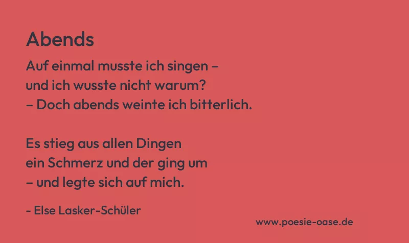 Gedicht: Abends von Else Lasker-Schüler