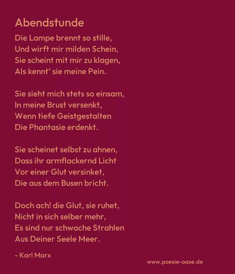 Gedicht: Abendstunde von Karl Marx