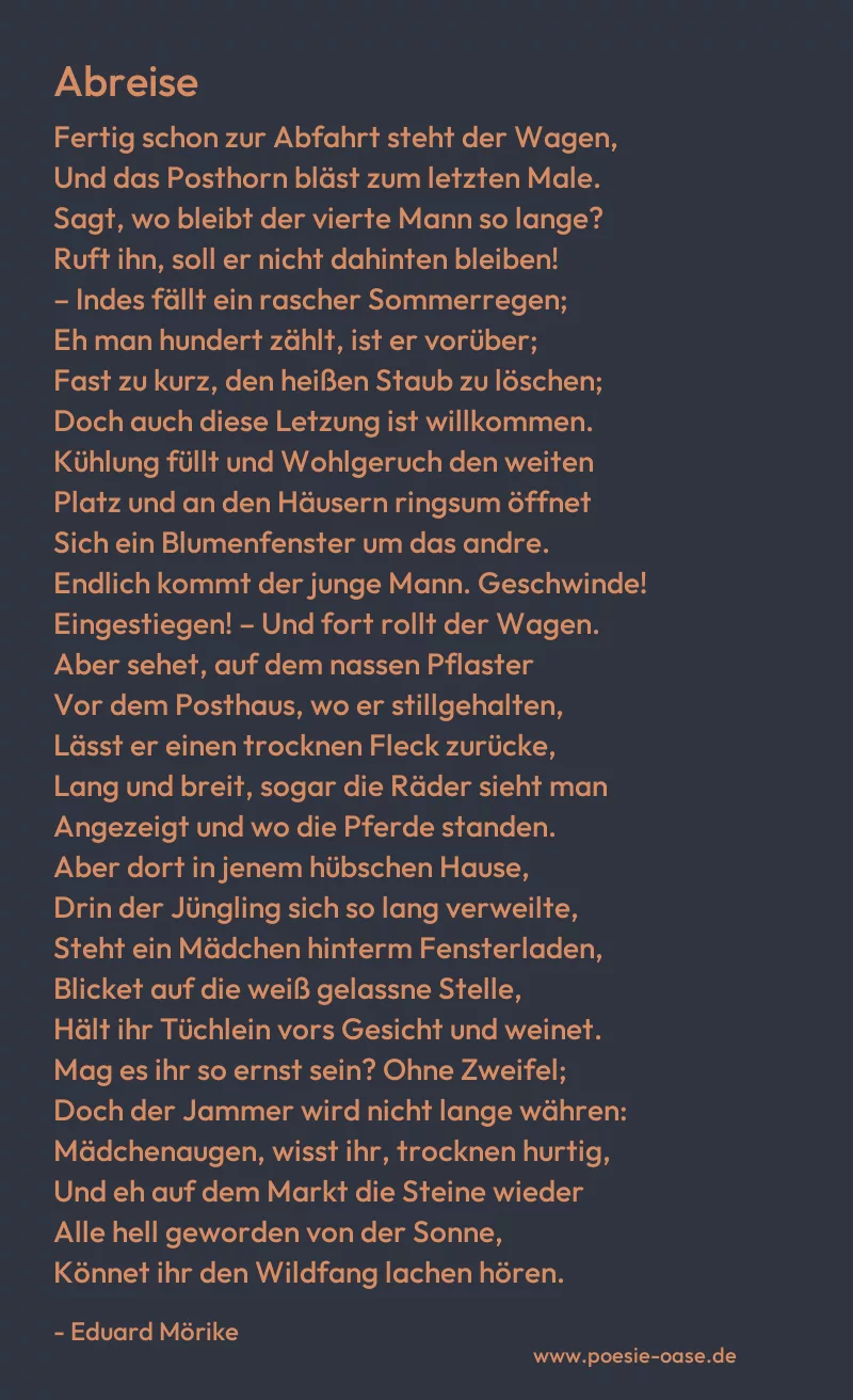 Gedicht: Abreise von Eduard Mörike
