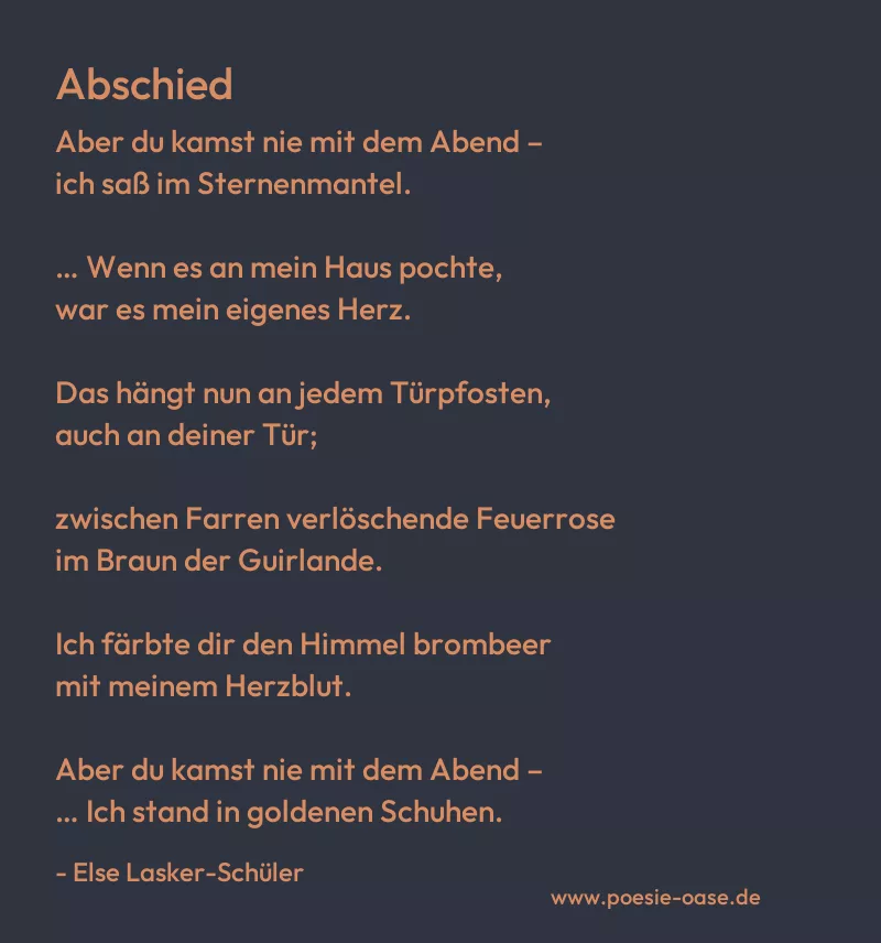 Gedicht: Abschied von Else Lasker-Schüler