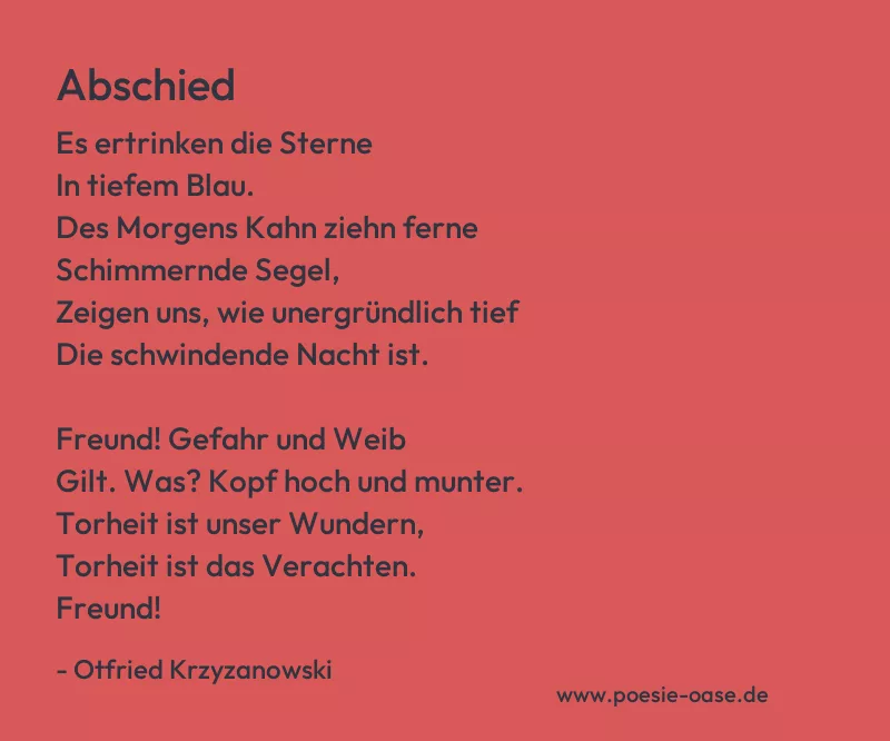 Gedicht: Abschied von Otfried Krzyzanowski