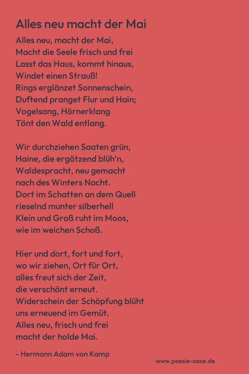 Gedicht: Alles neu macht der Mai von Hermann Adam von Kamp