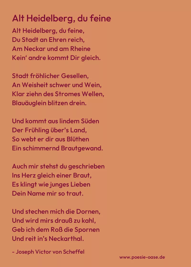 Gedicht: Alt Heidelberg, du feine von Joseph Victor von Scheffel