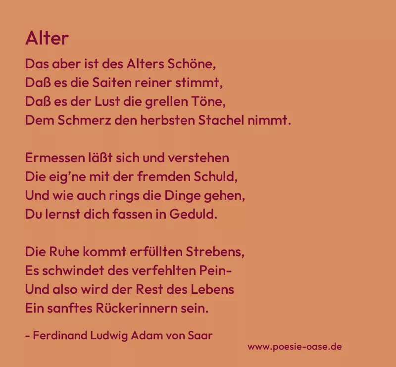 Gedicht: Alter von Ferdinand Ludwig Adam von Saar