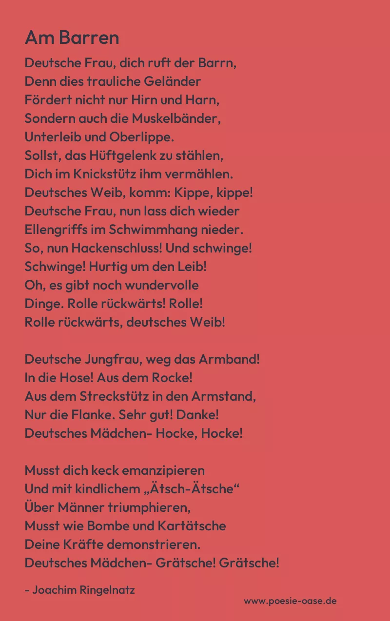 Gedicht: Am Barren von Joachim Ringelnatz