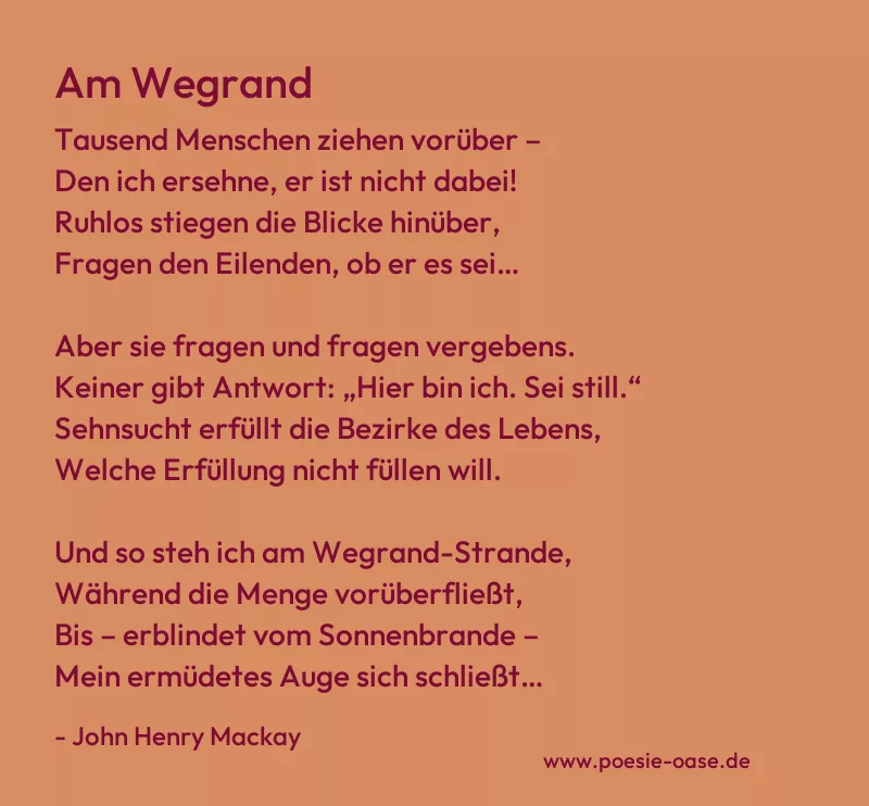 Gedicht: Am Wegrand von John Henry Mackay