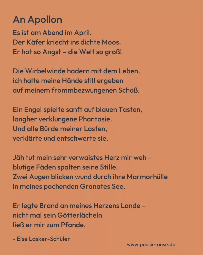 Gedicht: An Apollon von Else Lasker-Schüler