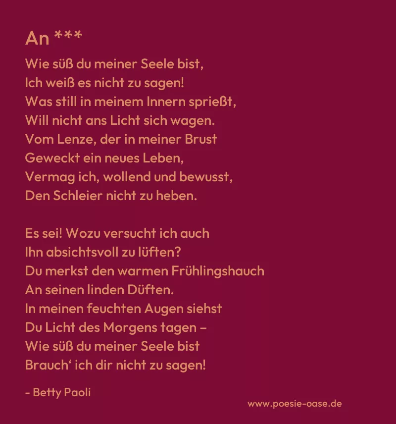 Gedicht: An *** von Betty Paoli