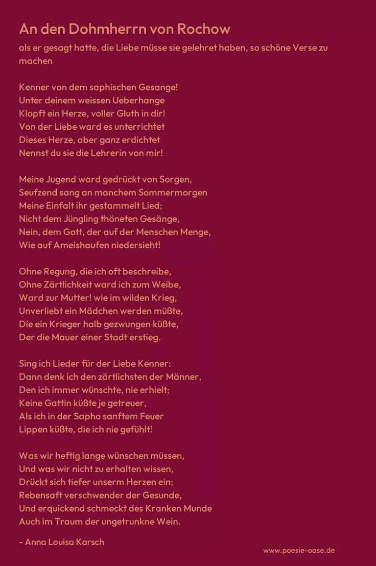 An den Dohmherrn von Rochow