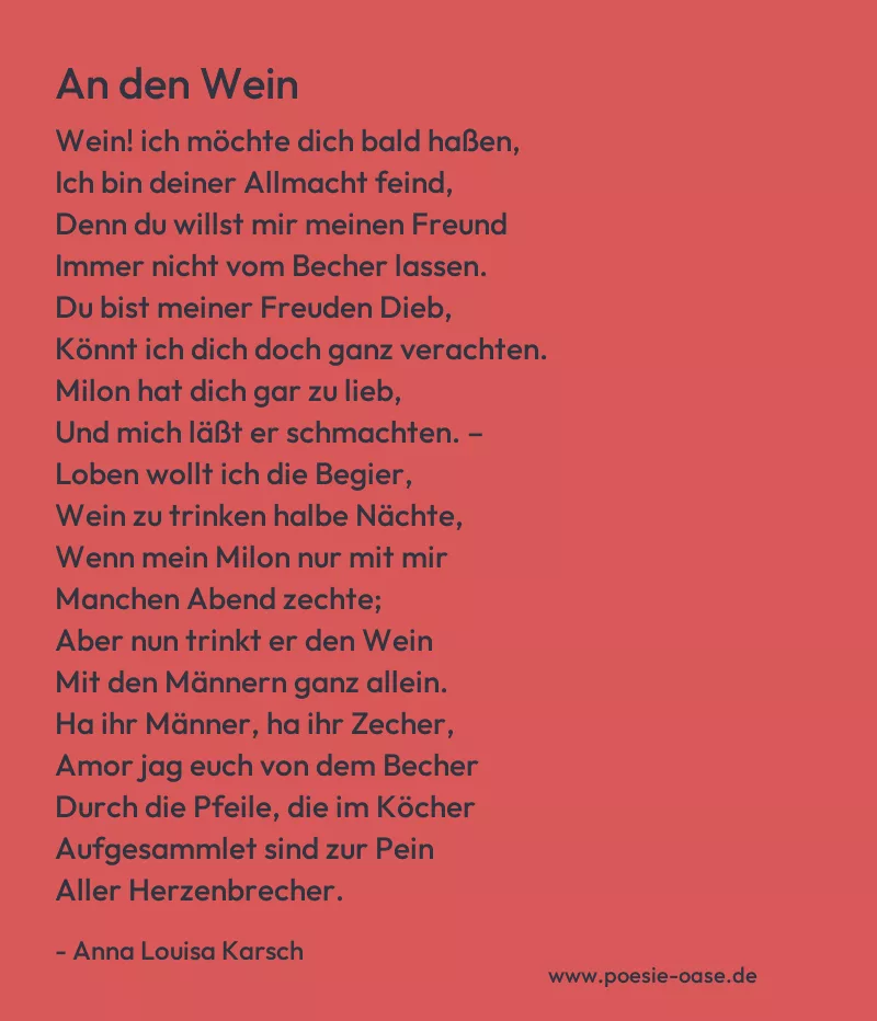 Gedicht: An den Wein von Anna Louisa Karsch