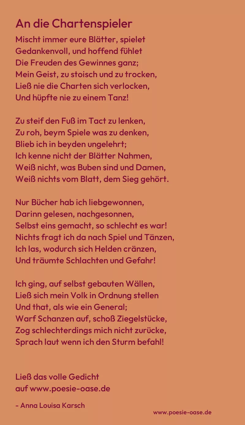 Gedicht: An die Chartenspieler von Anna Louisa Karsch