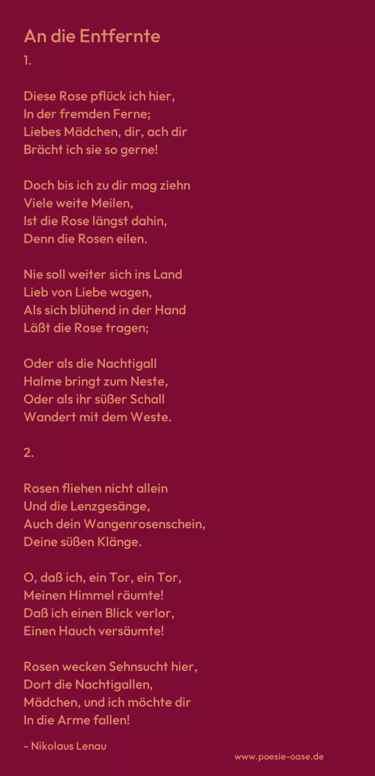 An die Entfernte