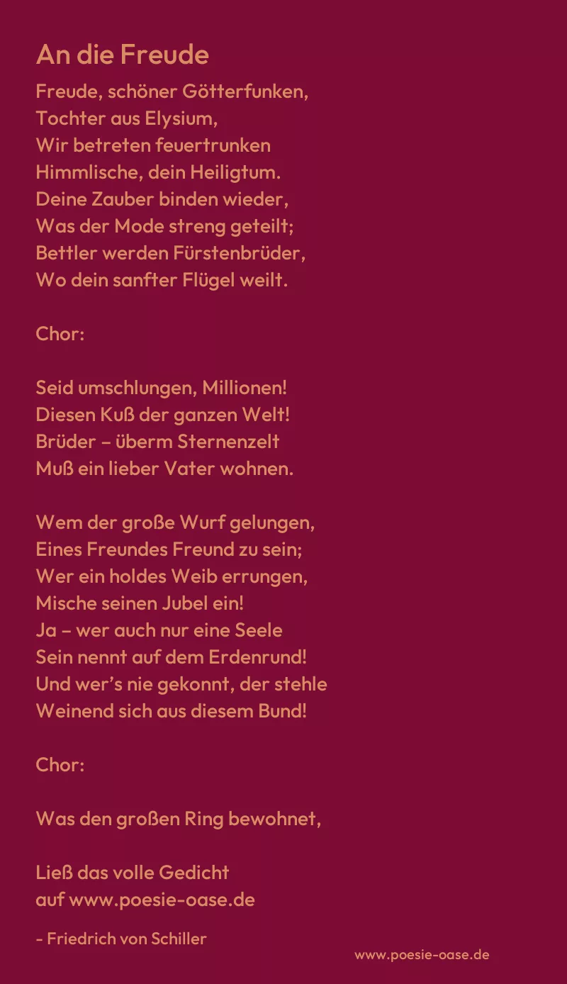 Gedicht: An die Freude von Friedrich von Schiller