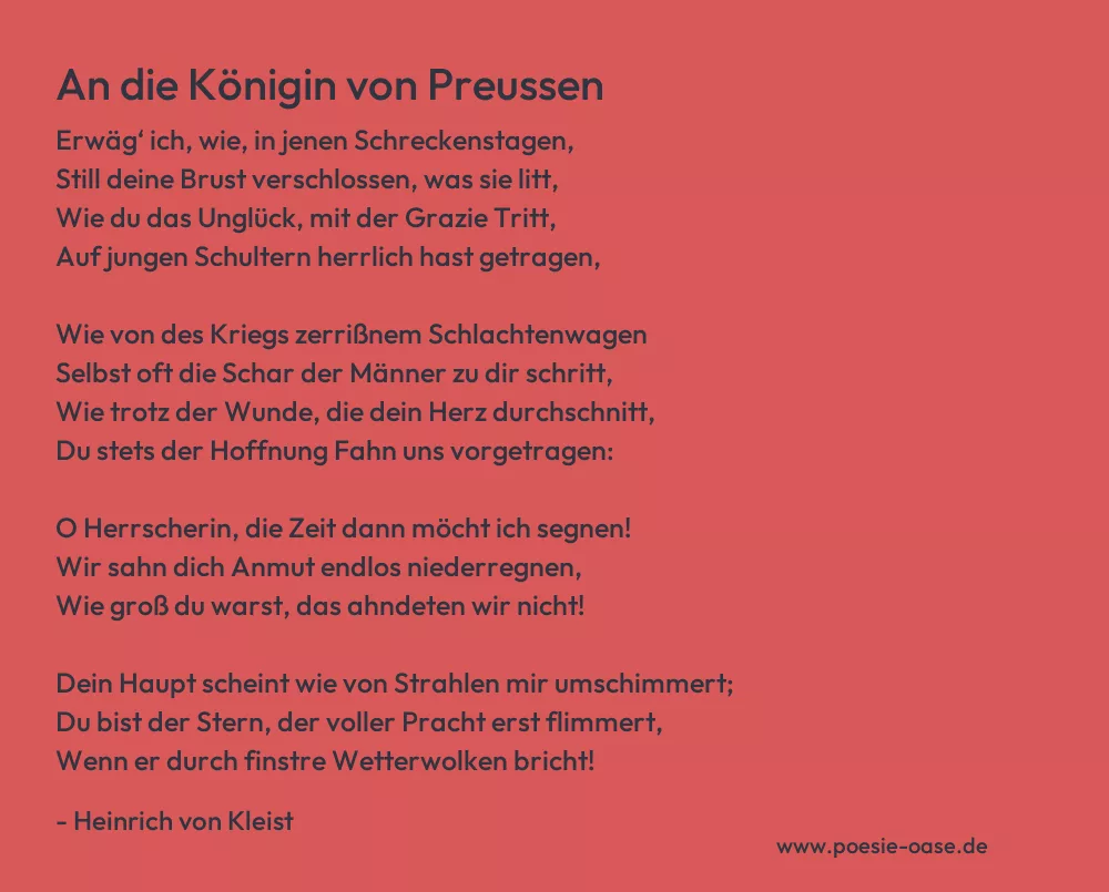 Gedicht: An die Königin von Preussen von Heinrich von Kleist