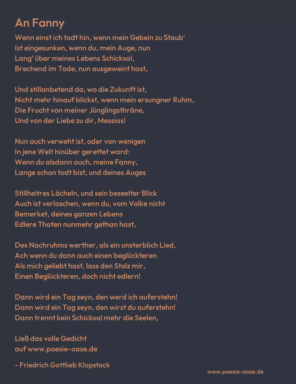 Gedicht: An Fanny von Friedrich Gottlieb Klopstock