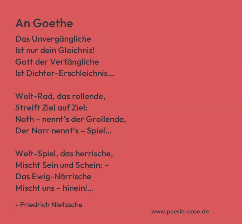 Gedicht: An Goethe von Friedrich Nietzsche