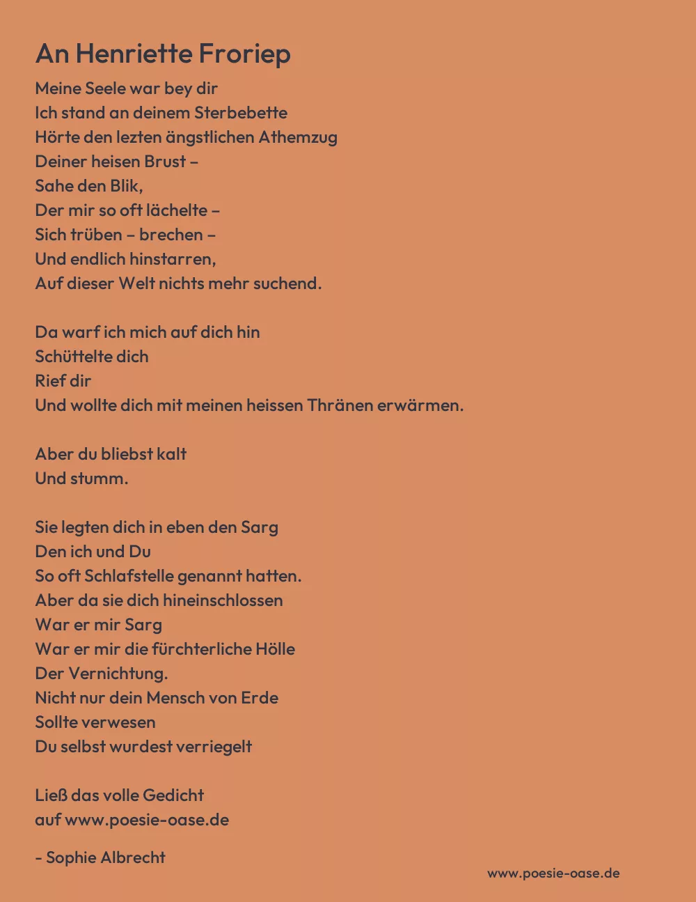 Gedicht: An Henriette Froriep von Sophie Albrecht