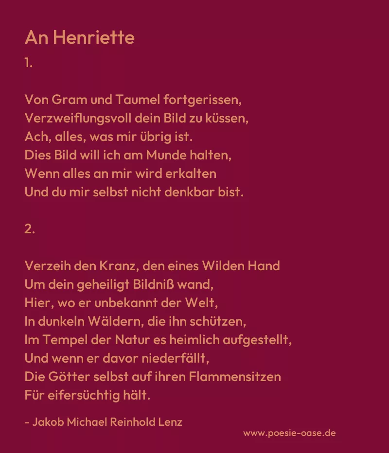 Gedicht: An Henriette von Jakob Michael Reinhold Lenz