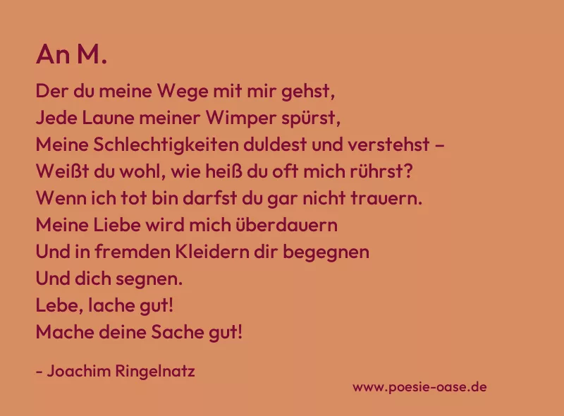 Gedicht: An M. von Joachim Ringelnatz