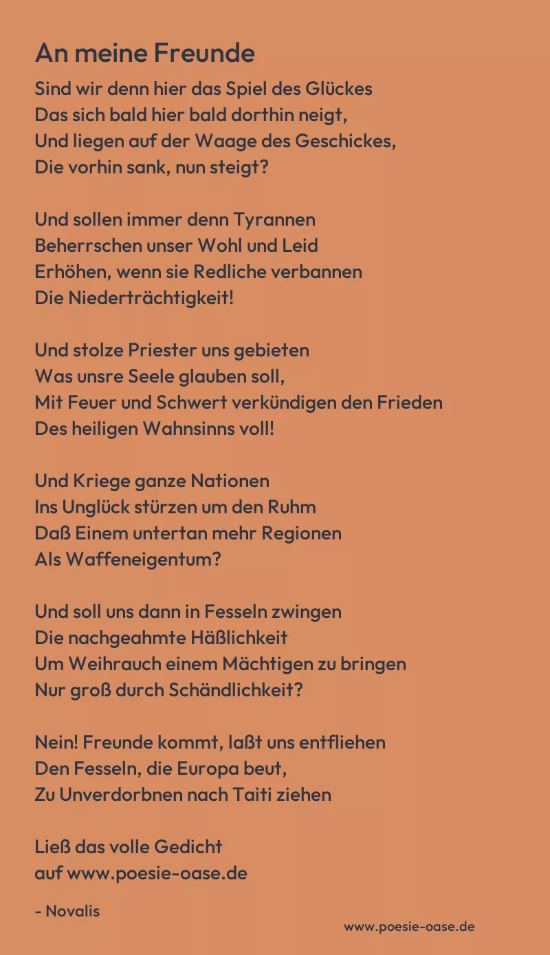 Gedicht: An meine Freunde von Novalis